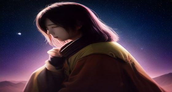 星野光成长历程示意图，时间轴从幼年孤独环境延伸至成熟期的情感觉醒，翠绿光线贯穿始终象征角色内心的生命力